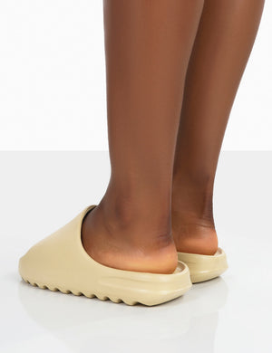 Brady Ecru Rubber Flat Slider Sandals