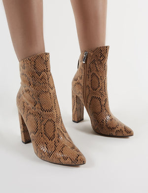 Truth Pointy Ankle Boots in Snake Print