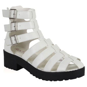 Abbie White Strappy Gladiator Sandals