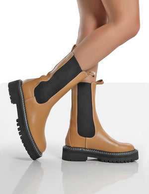 Animate Camel Ankle Chelsea Boots