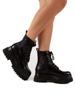 Corporal Black Chunky Sole Ankle Boots