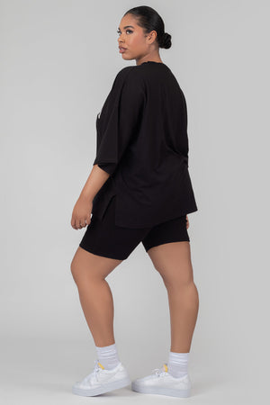 Curve High Waisted Jersey Cycling Shorts Black