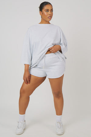 Curve Exposed Seam Oversized T Shirt Oatmeal Marl