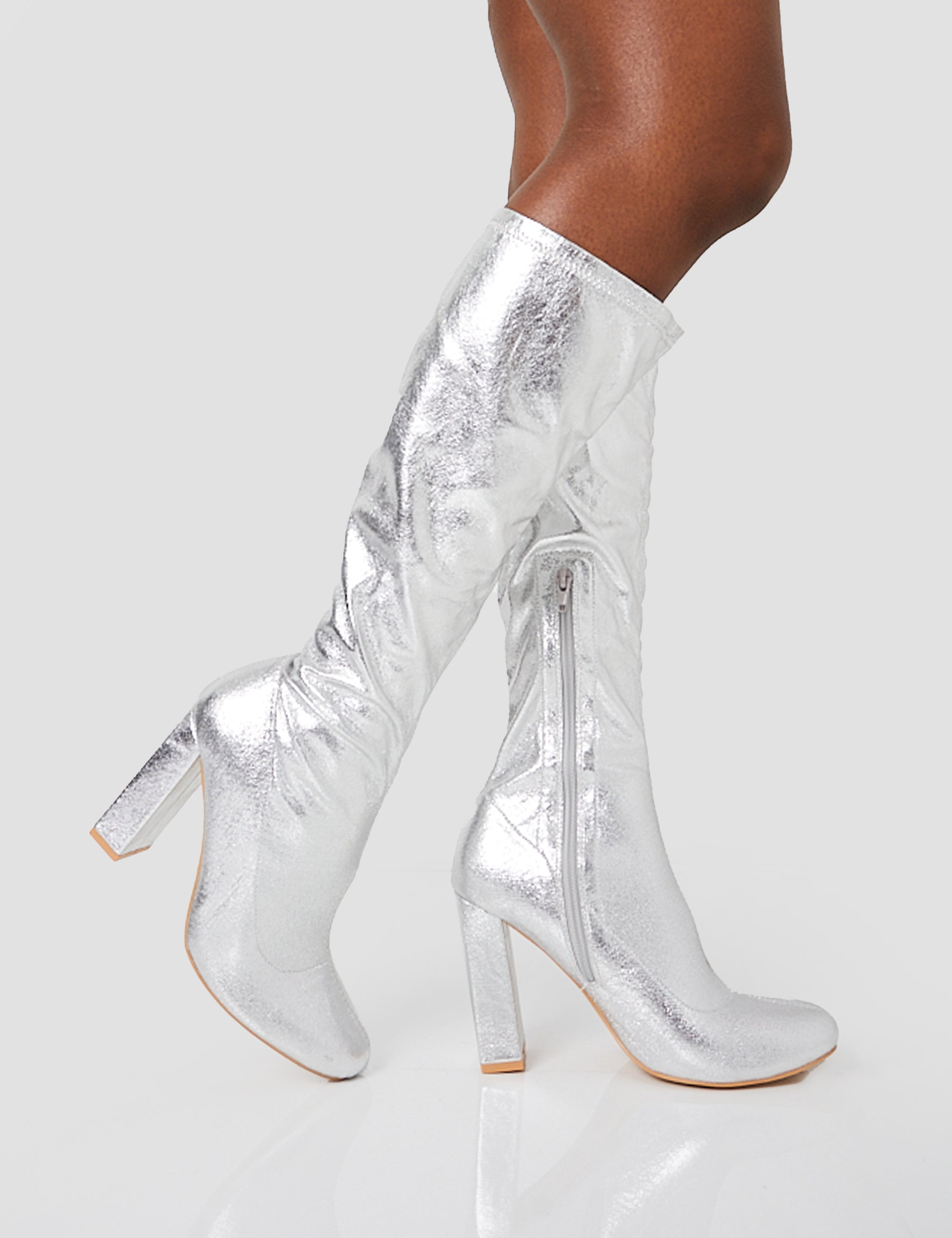 Gray high sale heel boots