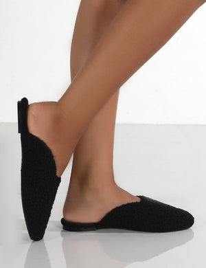 Ciao Black Teddy Slip On Slippers