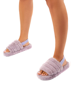 Dreamtime Lilac Fluffy Strap Back Slippers