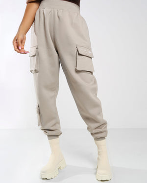 Amber x Public Desire pocket detail cuffed cargo trouser in khaki