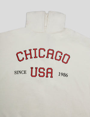 CHIGAGO SLOGAN OVERSIZED HOODIE ECRU