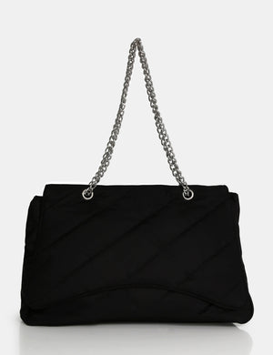 The Laina Black Nylon Tote Bag