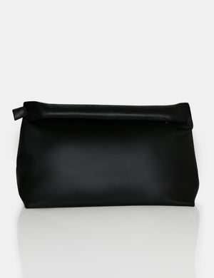 The Aria Black Folded Detail Clutch Bag