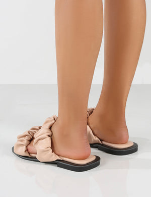KoKo Pink Ruched Strappy Flat Sandals