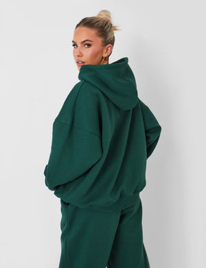 Kaiia Oversized Logo Hoodie Forest Green