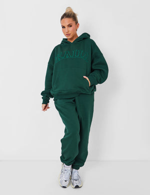 Kaiia Oversized Logo Hoodie Forest Green