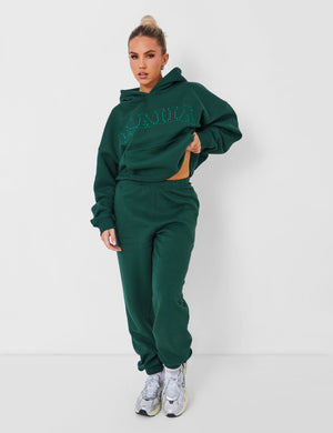 Kaiia Oversized Logo Hoodie Forest Green