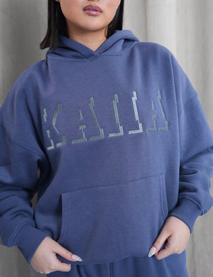 Kaiia Shadow Logo Oversized Hoodie Slate Blue