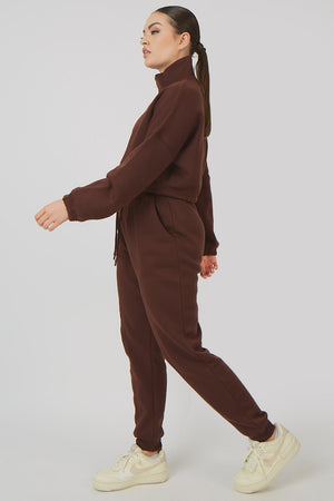 Oversized Fit Seam Front 90S Joggers Chocolate