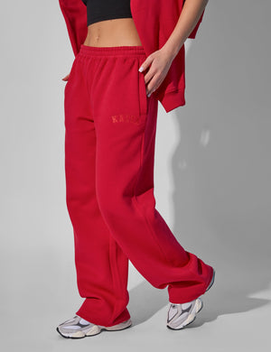 Kaiia Wide Leg Joggers Red