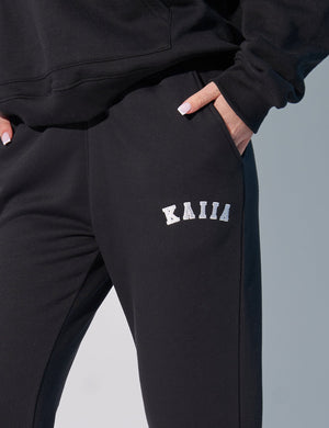Kaiia Wide Leg Sweat Pants in Black