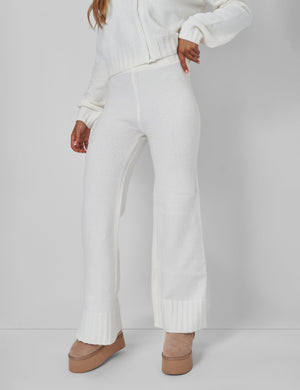 Kaiia Knitted Flared Trousers Co-ord in Cream