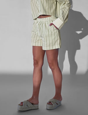 Kaiia Boxer Shorts Co-ord Green Stripe
