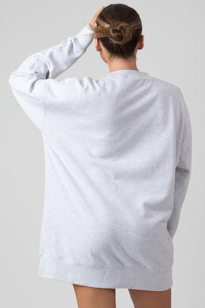 Oversized Graphic Sweater Dress Grey Marl