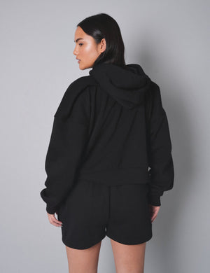 Kaiia Sport Slogan Oversized Hoodie Black With White