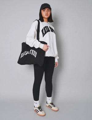 Kaiia Sport Slogan Oversized Sweatshirt Cream and Black