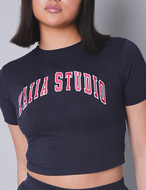 Kaiia Studio Baby Tee Navy With Red