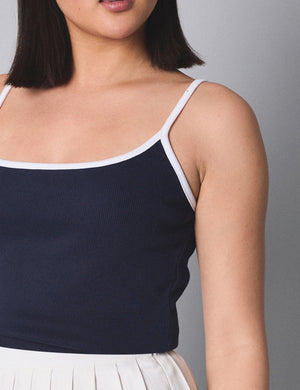 Kaiia Contrast Cami Vest Top Navy