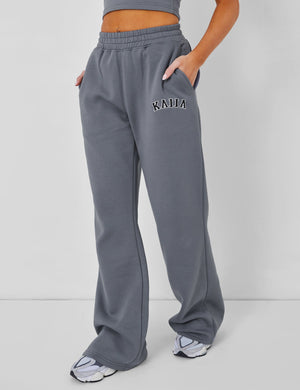 Kaiia Wide Leg Sweat Pants in Charcoal Grey