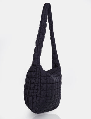 Noe Black Quilted Tote Shoulder Bag