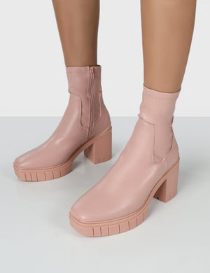 Obstacle Pink Chunky Heeled Ankle Boots