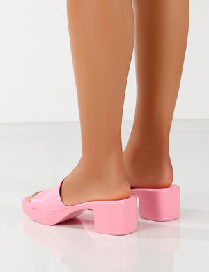 Rejina Pink Block Heeled Strappy Sandals
