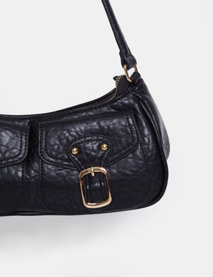 Rodeo Black Double Pocket Buckle Handbag