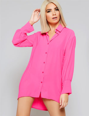 Neon Pink Shirt Dress