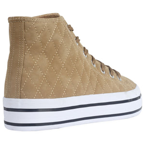 Beige Quilted High Top Trainers