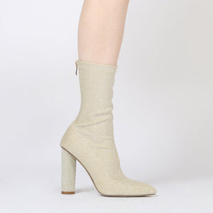 Emily Sock Fit Knitted Boot in Gold Shimmer