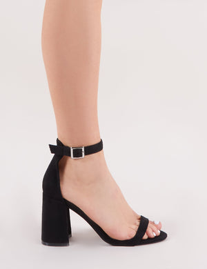 Grier Block Heel Barely Theres in Black Faux Suede