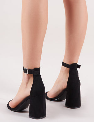 Grier Block Heel Barely Theres in Black Faux Suede