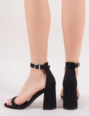 Grier Block Heel Barely Theres in Black Faux Suede