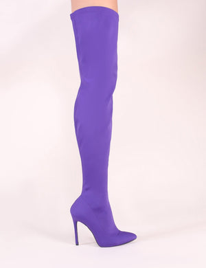 Darin' Over The Knee Boots in Purple Stretch