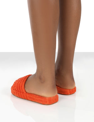 Juicy Orange Terry Towelling Slider Slippers