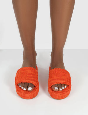 Juicy Orange Terry Towelling Slider Slippers