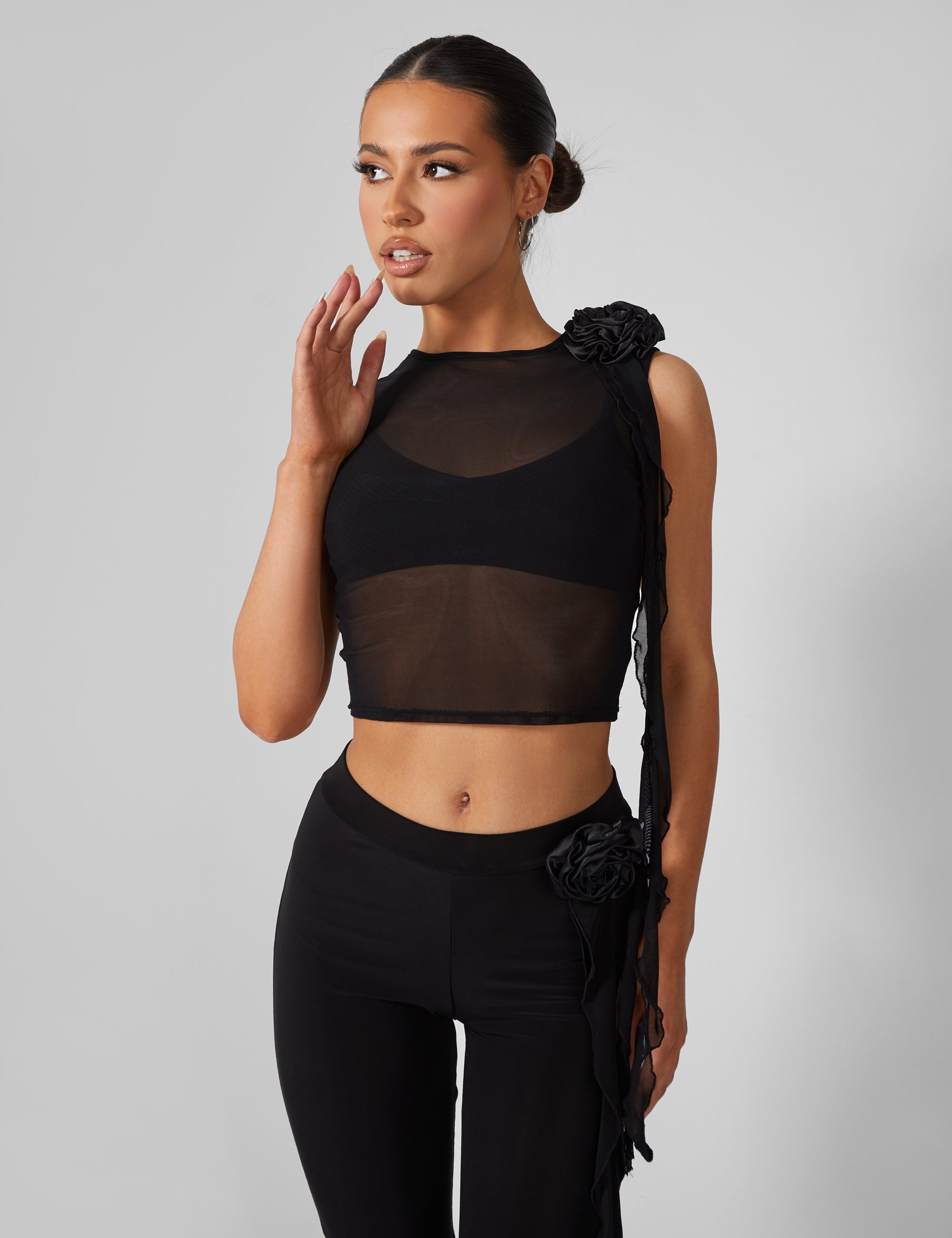 mesh top with roses