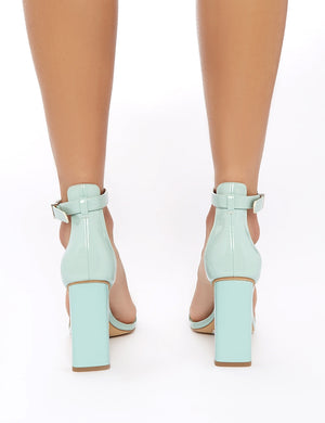 LISSY RODDY x PD Roxy Sage Patent Barely There Heels