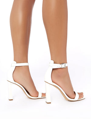 LISSY RODDY x PD Roxy White Patent Barely There Heels