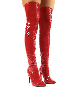 Ruthless Red Patent Over the Knee Boots