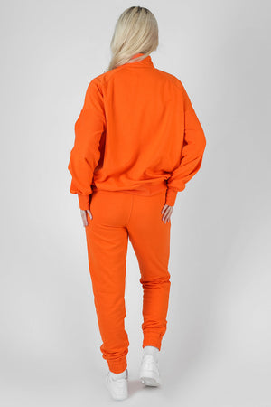 Universal Reverse Panel Half Zip Pullover Sweatshirt Orange